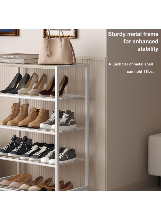 فورثكان برج أحذية Forthcan كامل المعدن 5 طبقات | رأس خشبي | يحتوي على 8-12 أزواج | لمدخل المنزل | برونزي عتيق (أبيض) - Image 5